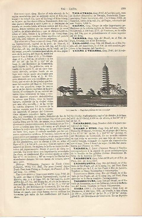 LAMINA ESPASA 22862: Pagodas gemelas en Tai-yuan-fu