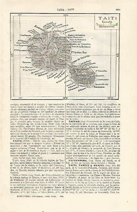 LAMINA ESPASA 22865: Mapa de Tahiti