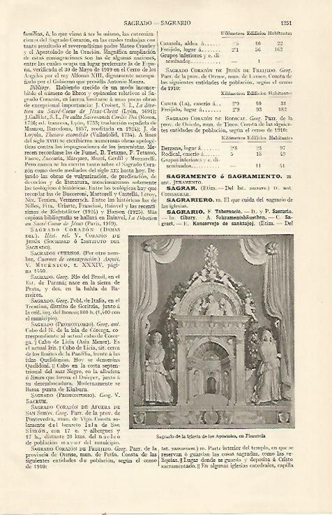 LAMINA ESPASA 22924: Sagrario de la iglesia de los Apostoles de Florencia