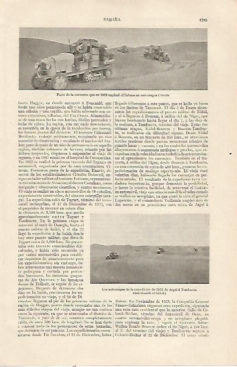 LAMINA ESPASA 22935: Caravana que exploro el Sahara en 1922