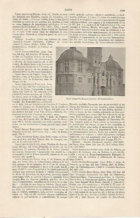 LAMINA ESPASA 22941: Ayuntamiento de Saint Amand les Eaux Francia