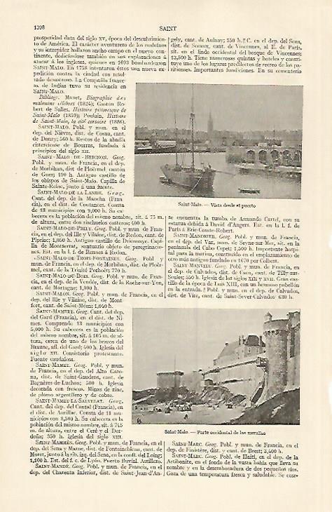 LAMINA ESPASA 22978: Puerto y murallas de Saint Malo Francia