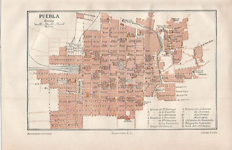 LAMINA ESPASA 23013: Plano de Puebla Mejico