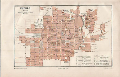 LAMINA ESPASA 23013: Plano de Puebla Mejico