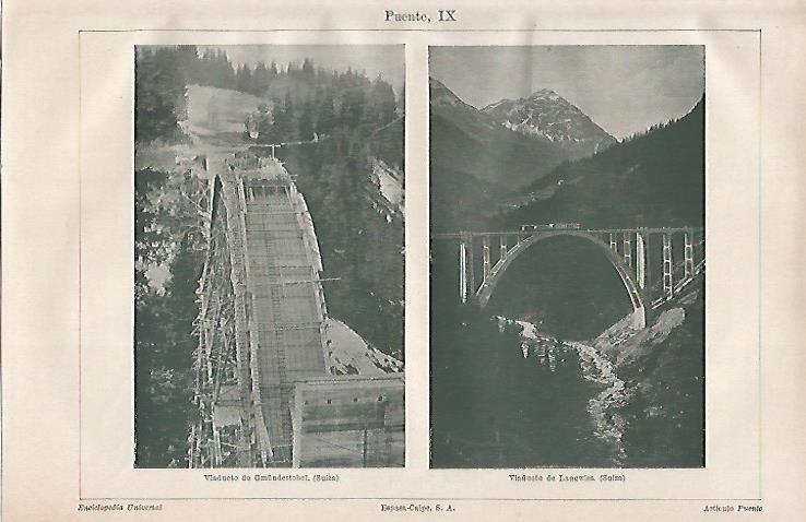 LAMINA ESPASA 23041: Viaducto de Gmundertobel y de Langwies Suiza