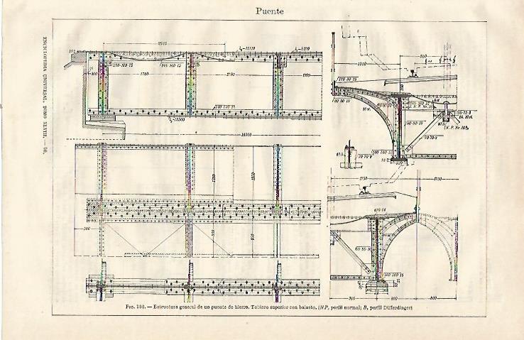 LAMINA ESPASA 23042: Estructura general de un puente de hierro