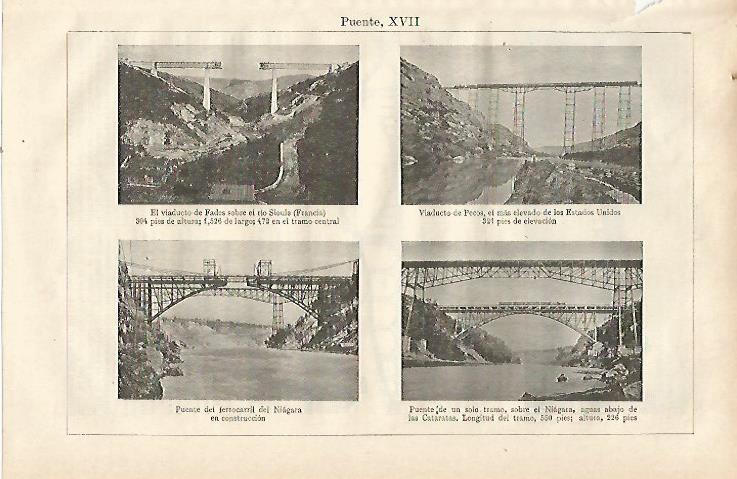 LAMINA ESPASA 23057: Viaducto de Fades Pecos y Puente del Niagara en construccion