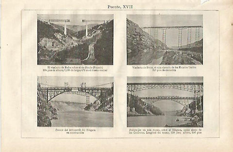 LAMINA ESPASA 23057: Viaducto de Fades Pecos y Puente del Niagara en construccion