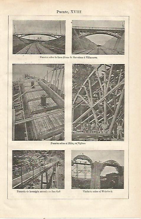 LAMINA ESPASA 23061: Puentes sobre el Rhin San Gall Weisbach y Barcelona
