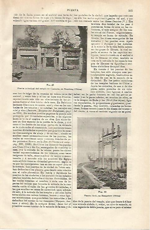 LAMINA ESPASA 23094: Puerta del templo de Confucio en Shantung China