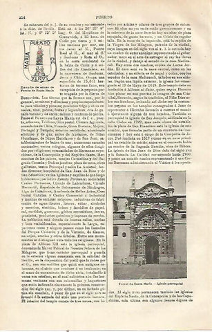 LAMINA ESPASA 23105: Escudo e iglesia de Puerto de Santa Maria 