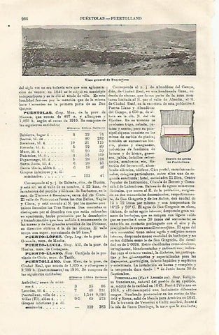 LAMINA ESPASA 23117: Vista y escudo de Puertollano Ciudad Real