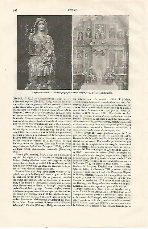 LAMINA ESPASA 23119: Virgen e iglesia de Pueyo