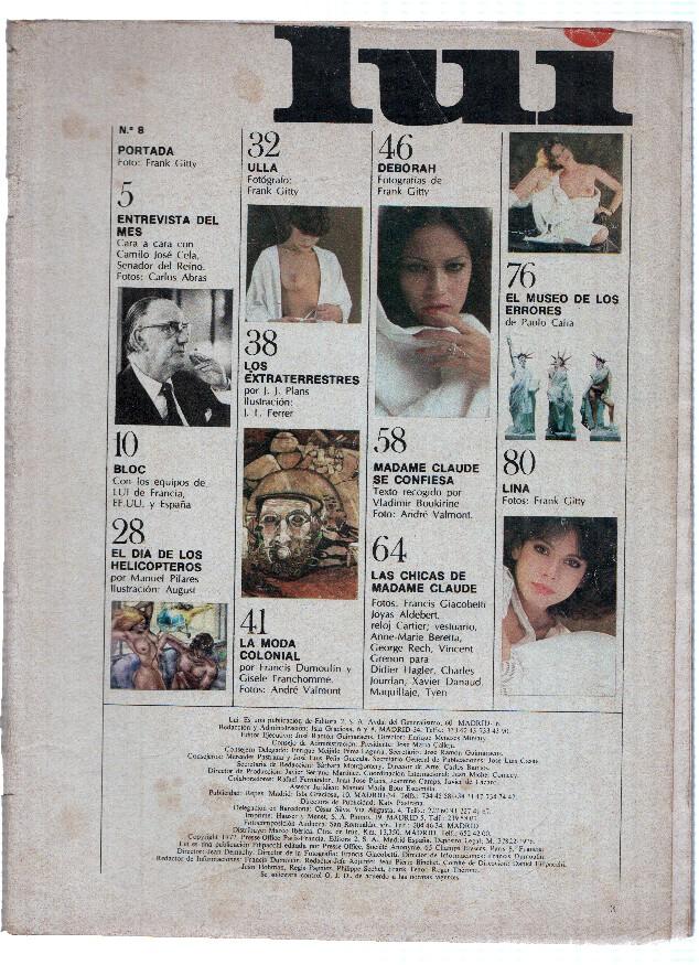 Revista: LUI, Año 1, Numero 08: dEBORAH - NO TIENE PORTADA NI CONTRAPORTADA (Edicion ESPAÑOLA)