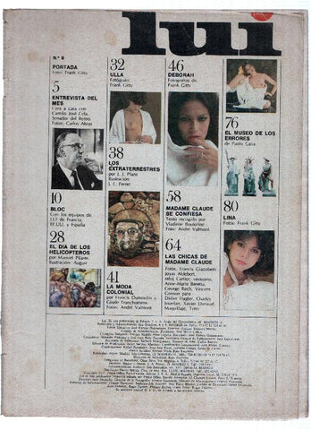 Revista: LUI, Año 1, Numero 08: dEBORAH - NO TIENE PORTADA NI CONTRAPORTADA (Edicion ESPAÑOLA)