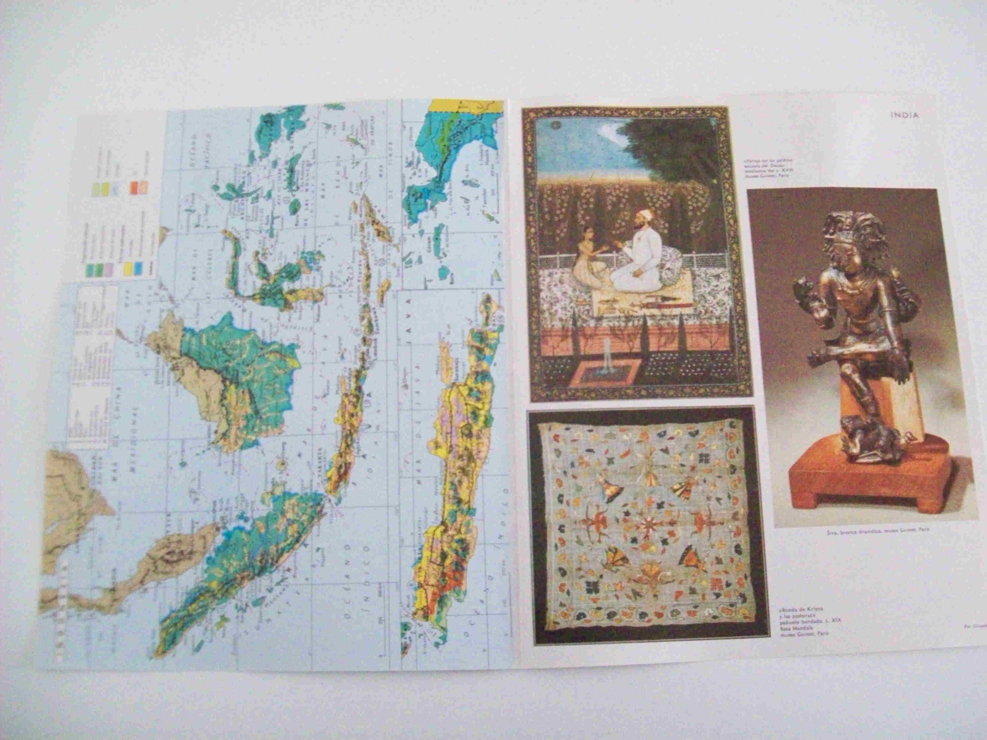 LAMINA LAROUSSE 70157: Mapa y arte de India