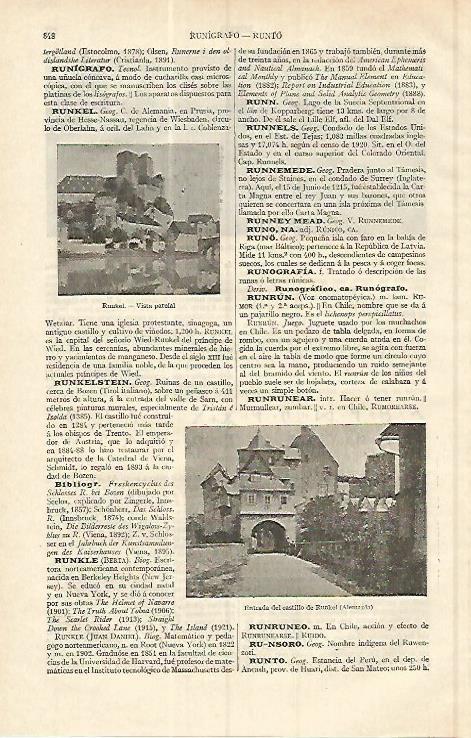 LAMINA ESPASA Alemania 17062: Vista de Runkel Alemania