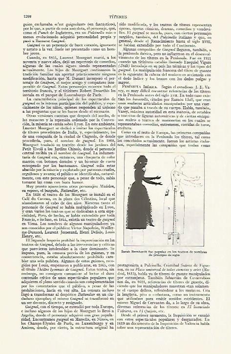 LAMINA ESPASA 13516: Sarah Bernhardt con teatros de sombras