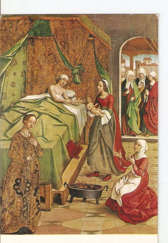 Postal 036697 : Pinacoteca de Montserrat Nacimiento de la Virgen. Pedro Berruguete