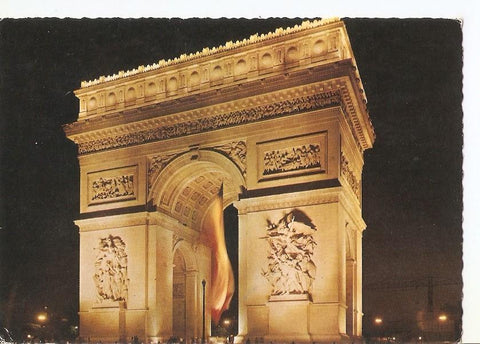 Postal 043647 : Paris la nuit. LArc de Triomphe illumine