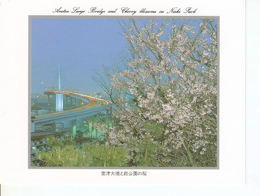 Postal 043835 : Aratsu-Large Bridge and Cherry blossoms in Nishi Park