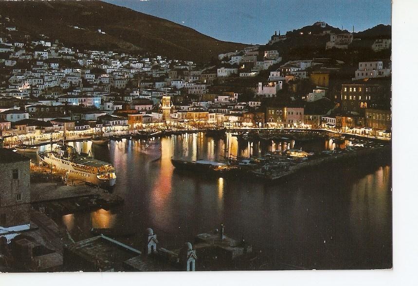 Postal 039577 : Hydra - view of the Islant at night