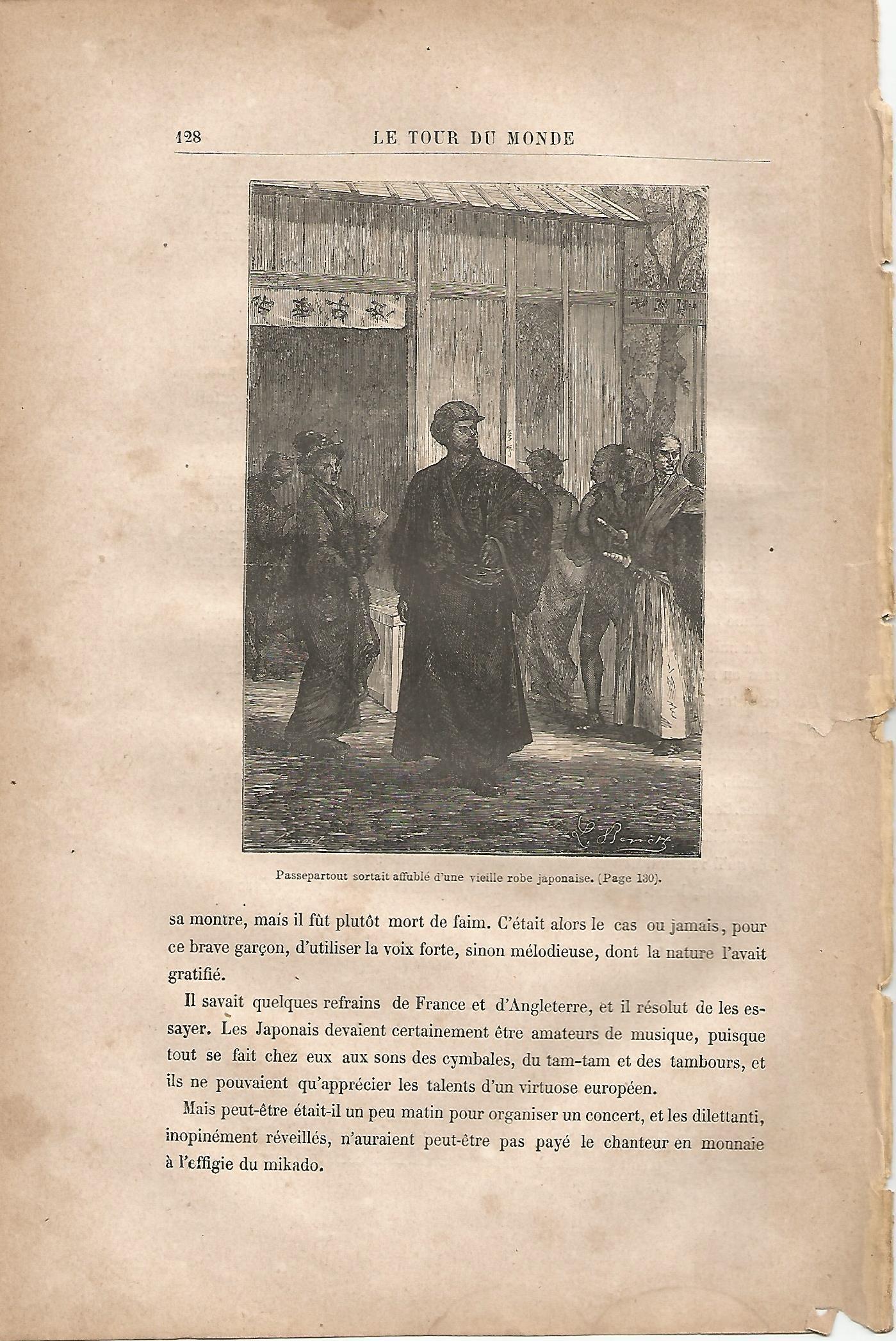 LAMINA 1227: VERNE. Passepartout sortait affuble d une ville vieille robe japonaise