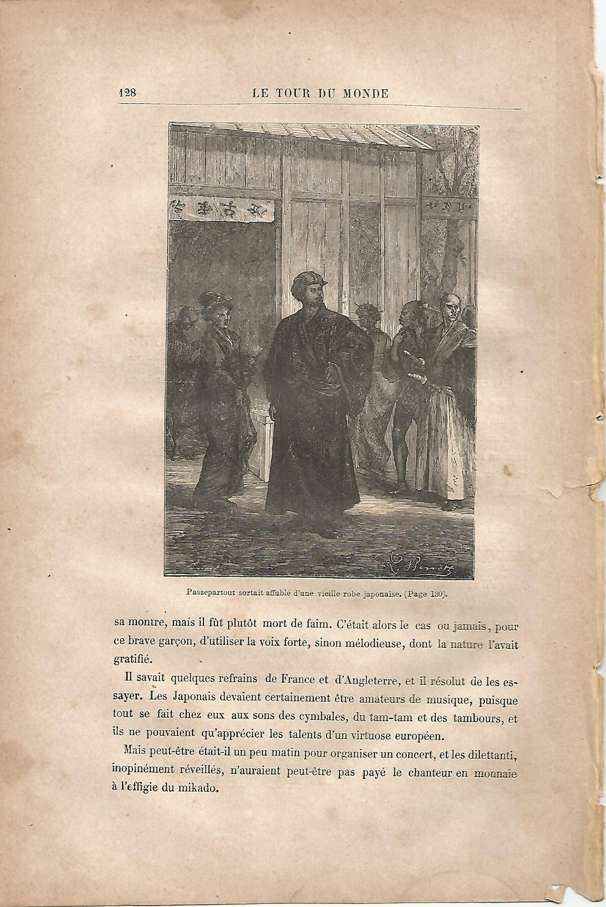 LAMINA 1227: VERNE. Passepartout sortait affuble d une ville vieille robe japonaise