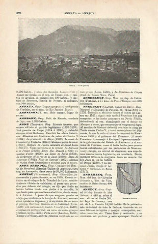 LAMINA ESPASA 7006: Vista y escudo de Annecy Francia