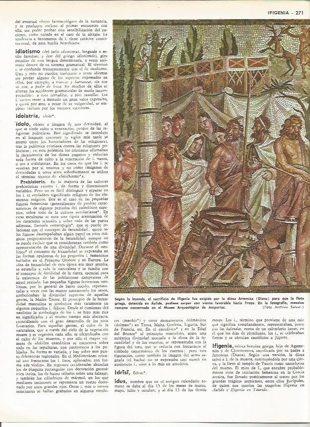LAMINA MONITOR 0071: MOSAICO ROMANO SOBRE EL SACRIFICIO DE IFIGENIA