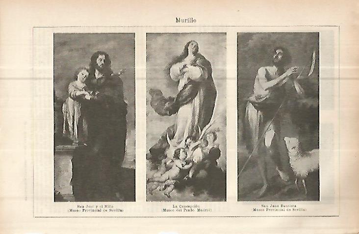 LAMINA ESPASA 10788: San Jose y el Niño La Concepcion y San Juan Bautista de Murillo
