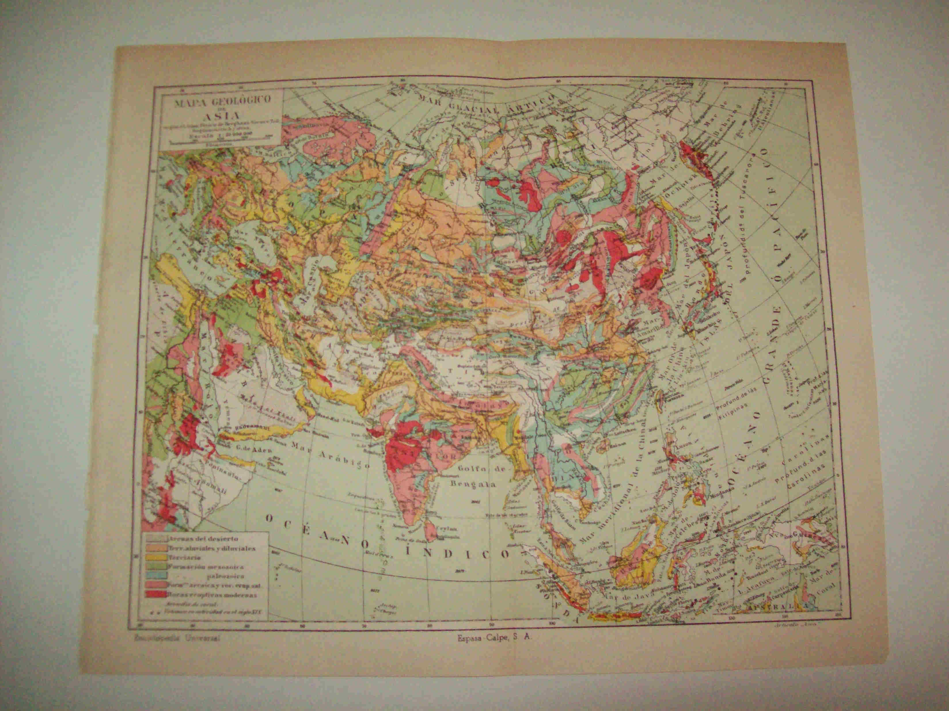 LAMINA ESPASA 12890: Mapa geologico de Asia