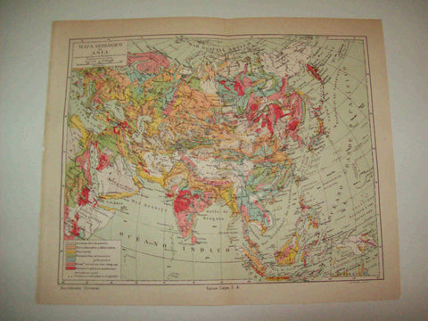 LAMINA ESPASA 12890: Mapa geologico de Asia