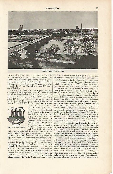 LAMINA ESPASA Alemania  3868: Vista general de Magdeburgo Alemania