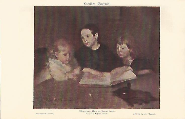 LAMINA ESPASA 4378: Niños mirando libros por E. Carriere