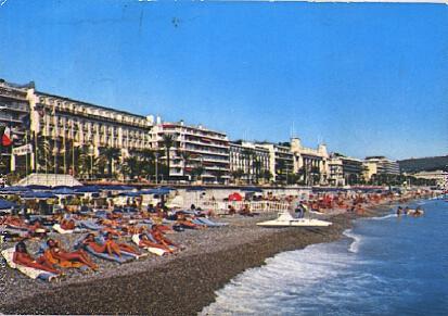 POSTAL 57640: Nice La plage Blue Beach et l Hotel Negresco French Riviera