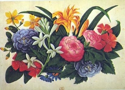 POSTAL 57647: Peinture chinoise Bouquet Bibliotheque Nationale Paris