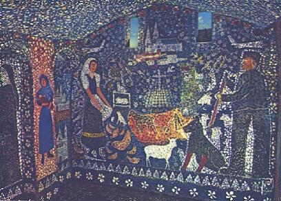 POSTAL 57748: Chartres (Eure-et-Loir) La Maison de Picassiette La Fresque de la Chapelle