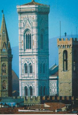 POSTAL 57816: El campanario de Giotto el campanario de la abadia florentina y la torre del Bargello