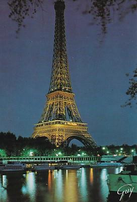 POSTAL 57830: La Seine et la tour Eiffel vus de nuit Paris