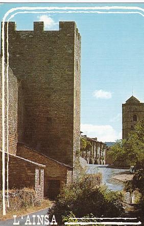 POSTAL 57896: L Ainsa (Huesca) Pirineo Aragones Torreon del Castillo Plza Mayor y Torre de la Iglesia