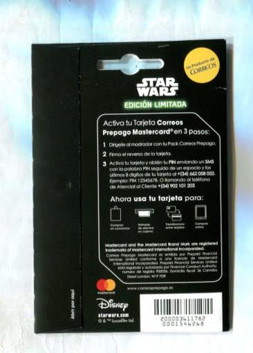 Star Wars: tarjeta prepago correos: personaje Darth Vade