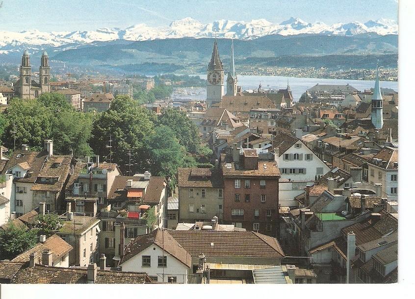 Postal 032091 : Zurich und die Alpen Grossmunster St. Peter Fraumunster