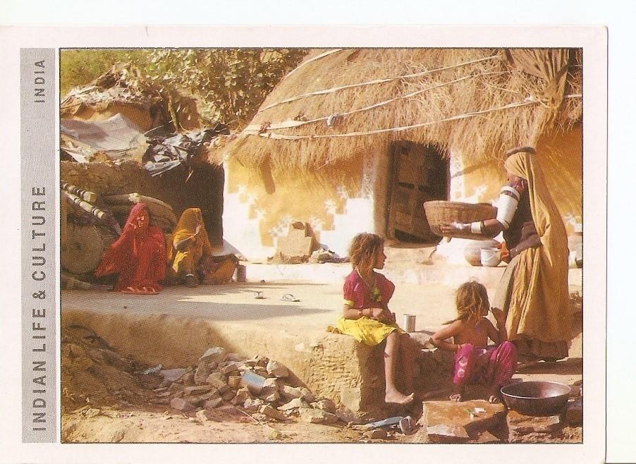 Postal 043773 : Indian Life & Culture. A Rajasthan village hut a typical scene of Rajasthani culture 