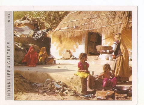 Postal 043773 : Indian Life & Culture. A Rajasthan village hut a typical scene of Rajasthani culture 