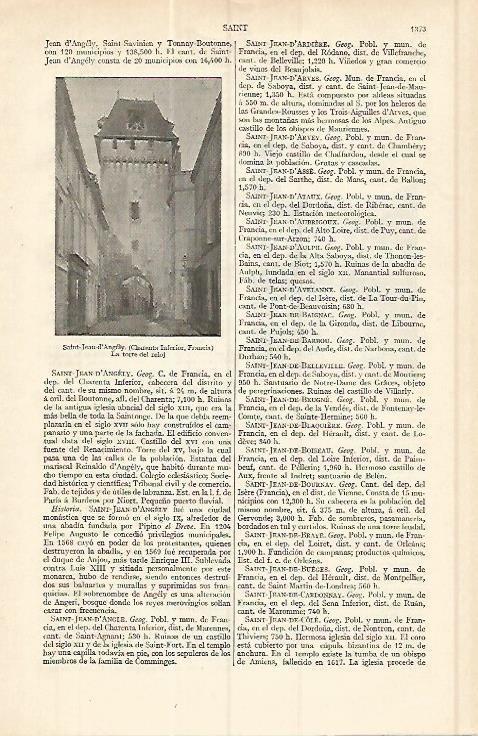 LAMINA ESPASA 17188: Saint Jean d Angely. Torre del reloj