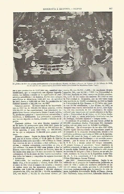 LAMINA ESPASA 21698: Los presidentes Nasser y Kuatly en El Cairo en 1958