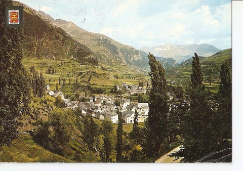 Postal 041898 : Pirineo Aragones (Huesca). Sallent de Gallego (Valle de Tena). Vista parcia al fondo las Peñas de Hoz