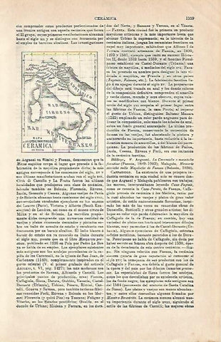 LAMINA ESPASA 2913: Mapa de Italia de centros productores de ceramica