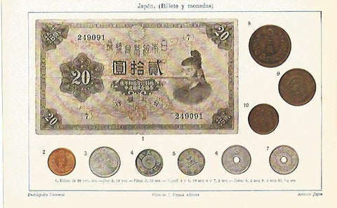 LAMINA ESPASA 6151: Billetes y monedas de Japon